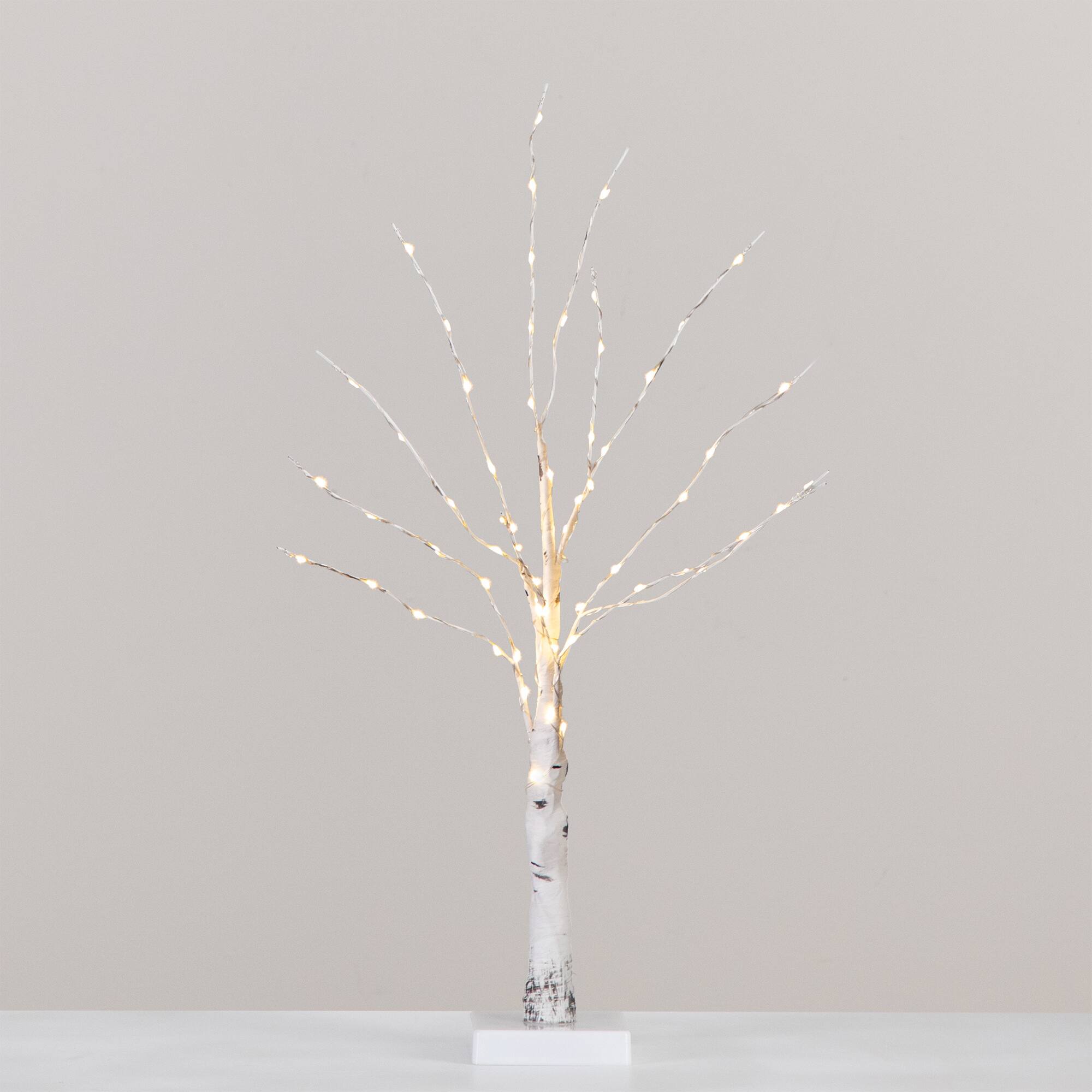 2ft. Pre-Lit White Birch Artificial Christmas Tree, Warm White LED Lights